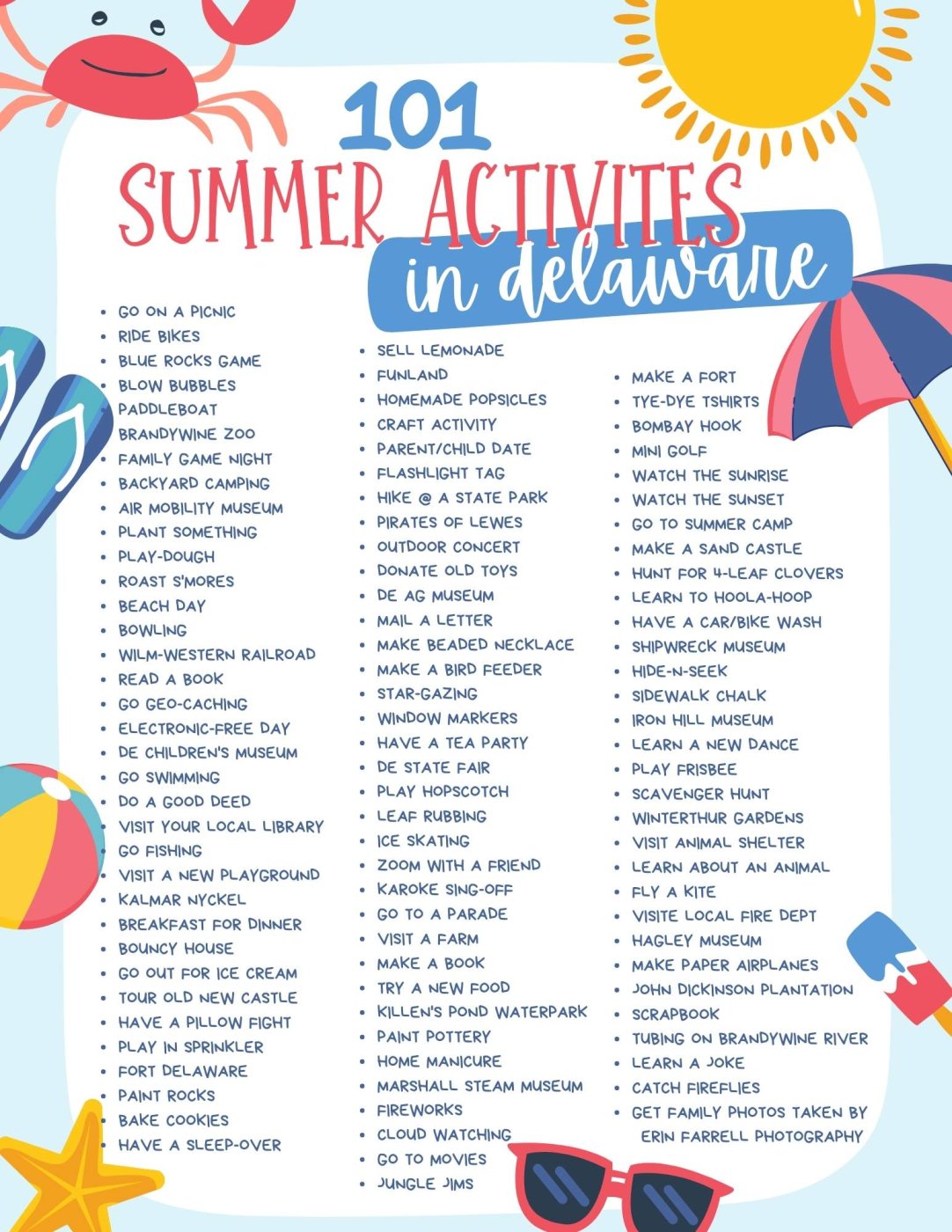 101 Summer Activities to do with your Kids in Delaware